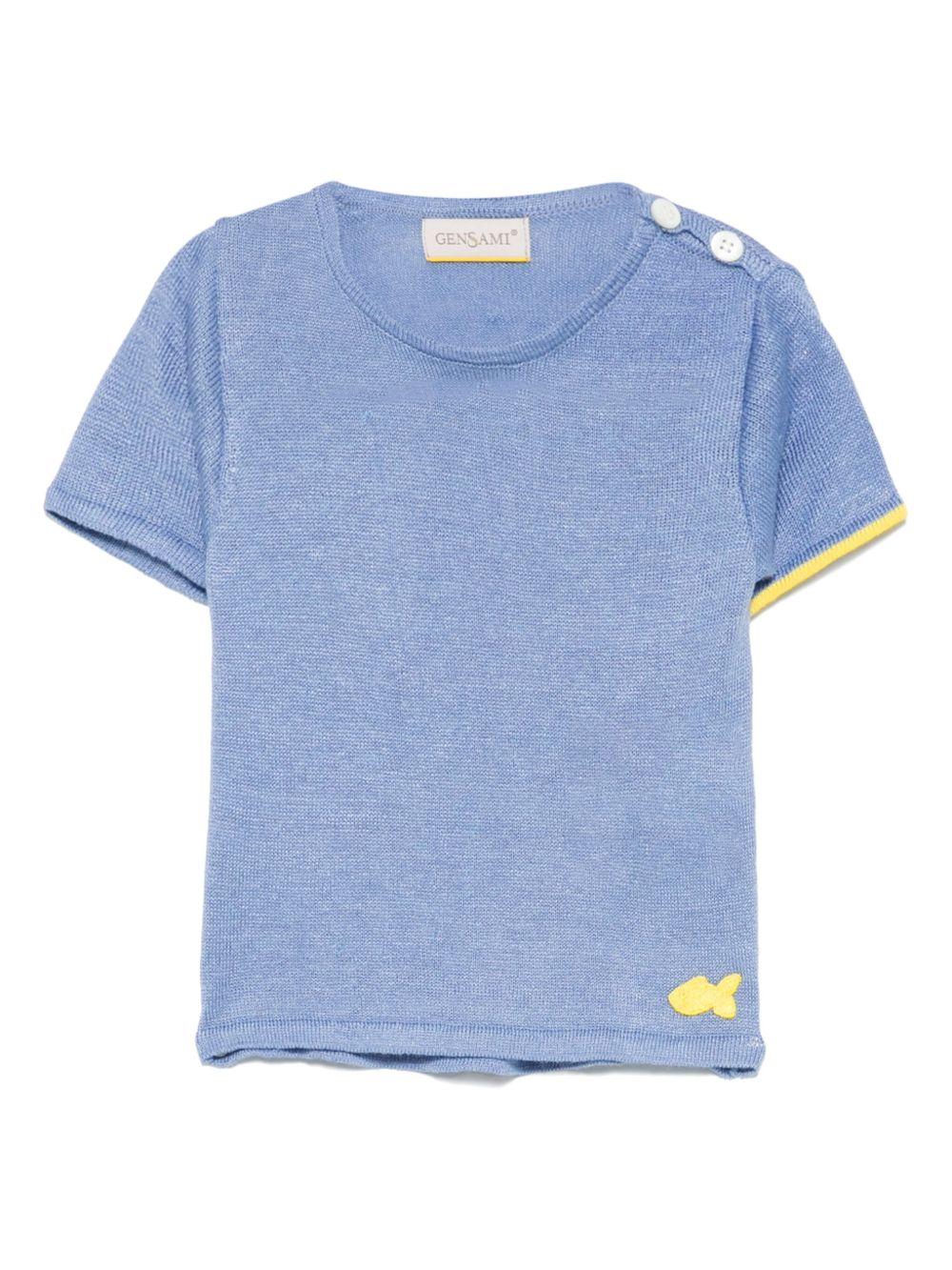 T-shirt per neonata Gensami kids azzurro in maglia GIR01-B-SOFT OCEAN BLUE GENSAMI 