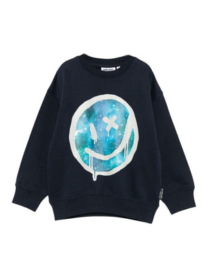Felpa per bambino Molo blu con stampa faccina