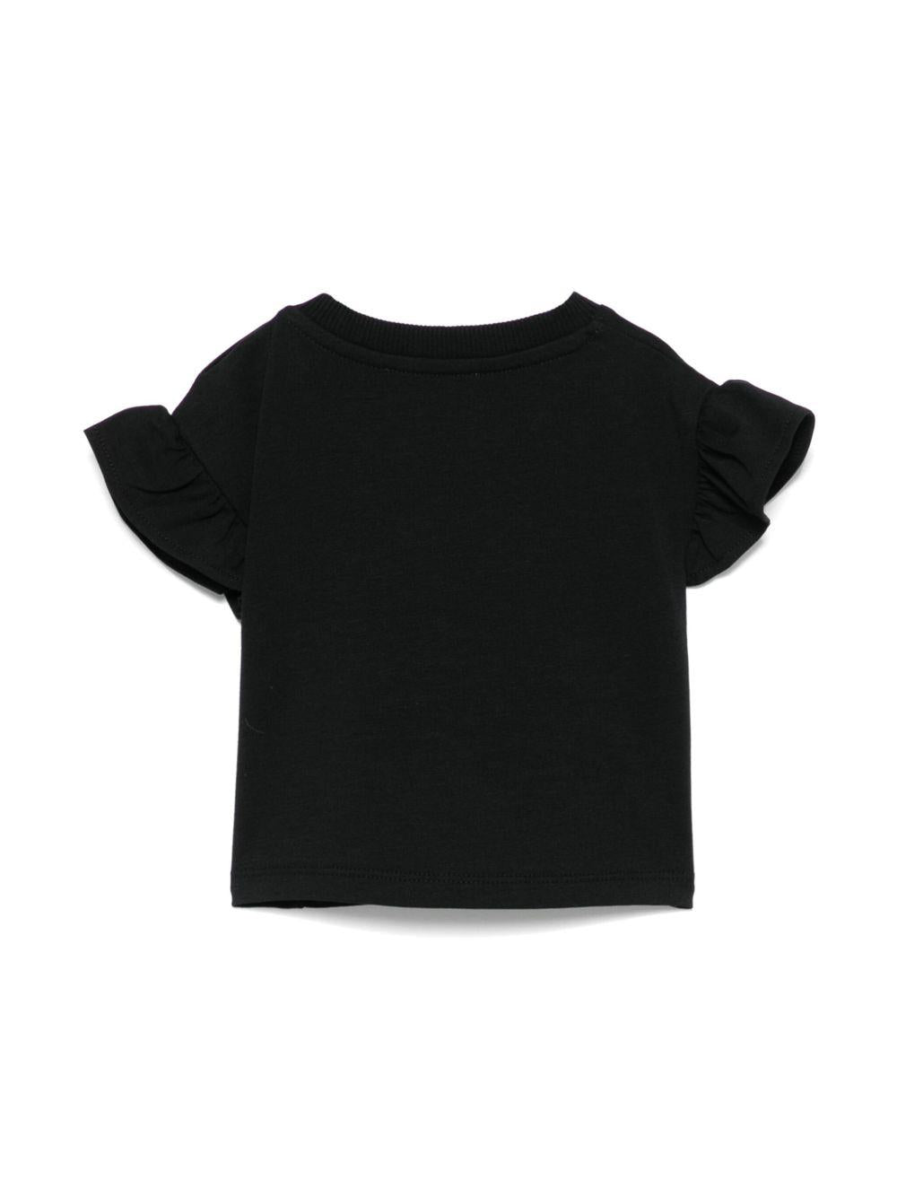 T-shirt con stampa Teddy Bear per neonata Moschino Kids nero con orlo dritto MDM03JLBA00 60100 MOSCHINO KIDS 