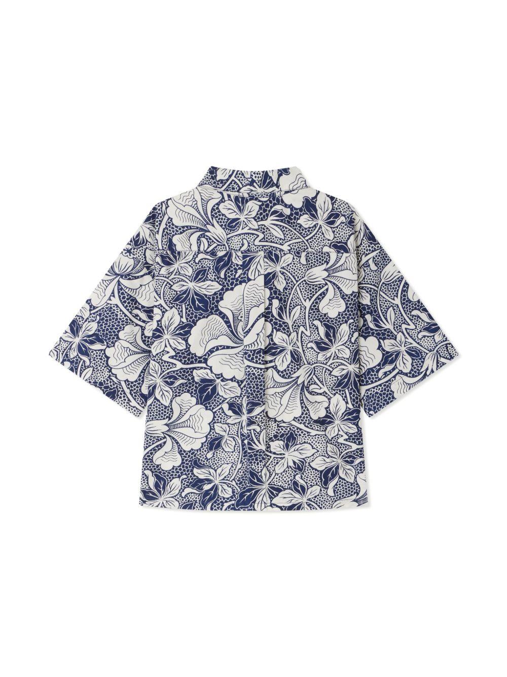 Camicia in popeline per bambino Bonpoint blu con stampa fiori S05BSHW00029 515 BONPOINT 
