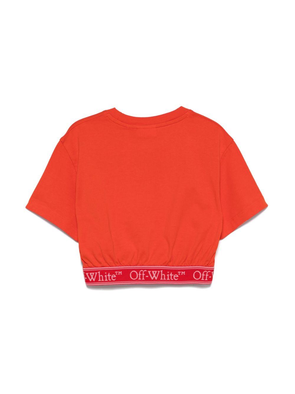 T-shirt con stampa logo per bambina Off-White Kids rosso con maniche corte OGAA018S25JER001 2630 OFF WHITE KIDS 