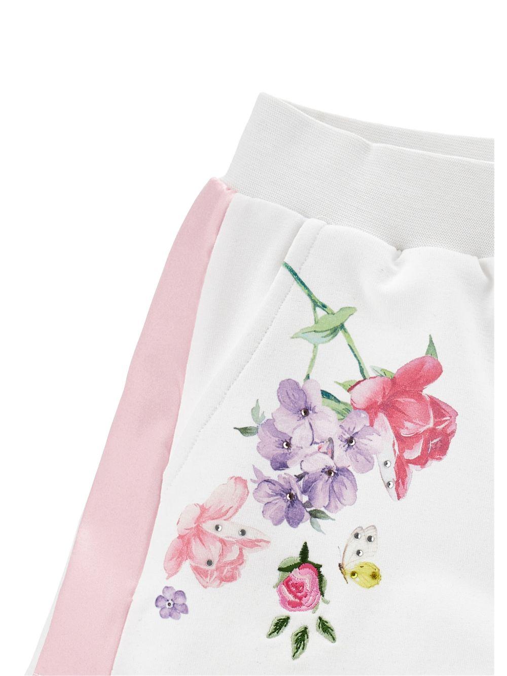 Shorts per bambina Monnalisa bianco con stampa a fiori 19G403 7007 9990 MONNALISA 