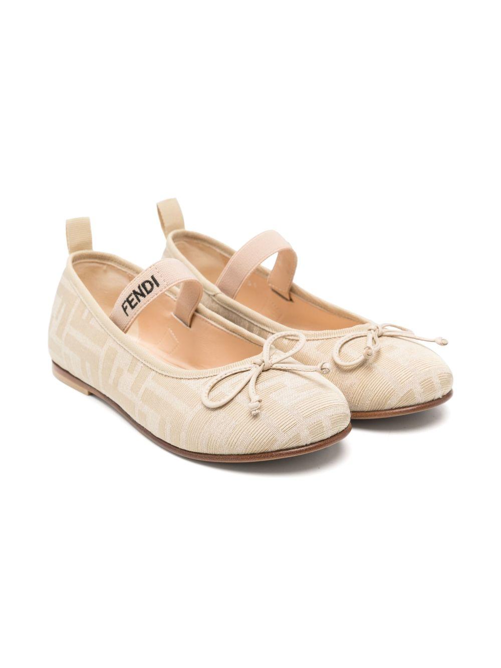 Ballerine per bambina Fendi Kids beige con motivo FF JFR376 AOTC F1R7I FENDI KIDS 
