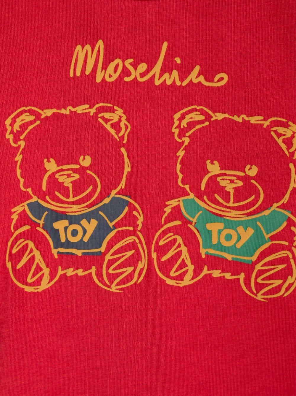 T-shirt per neonati Moschino Kids rosso con stampa Teddy Bear MNO00RLAA01 50307 MOSCHINO KIDS 