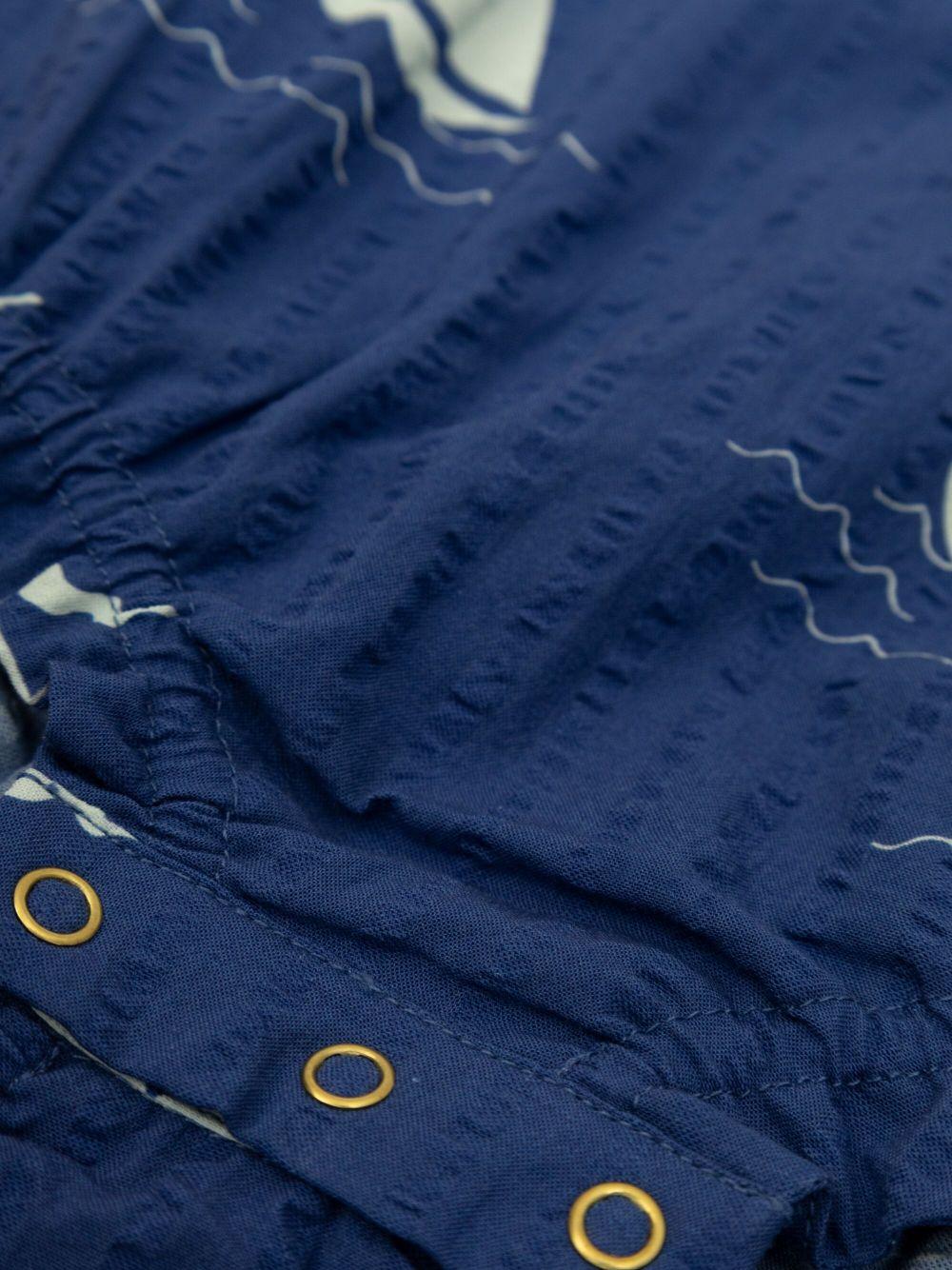 Camicia per neonato Mini Rodini blu con stampa e dettagli con ruches 2524011160 BLUE MINI RODINI 