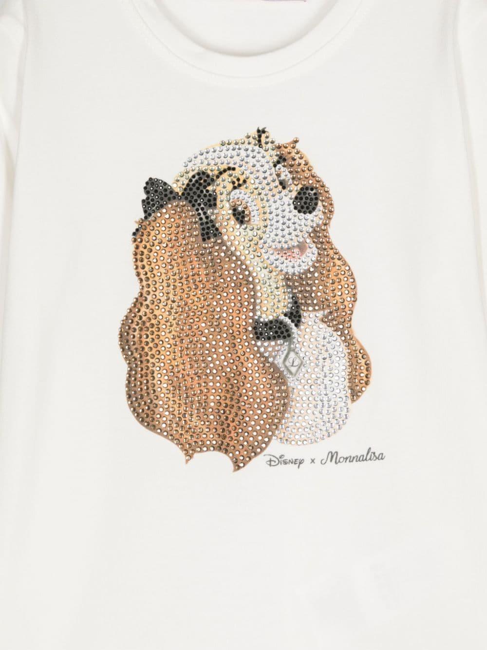 T-shirt con strass x Disney per bambina Monnalisa bianco con jersey leggero 19D611 4006 0001 MONNALISA 