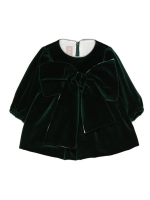 La Stupenderia green baby girl dress with bow detail
