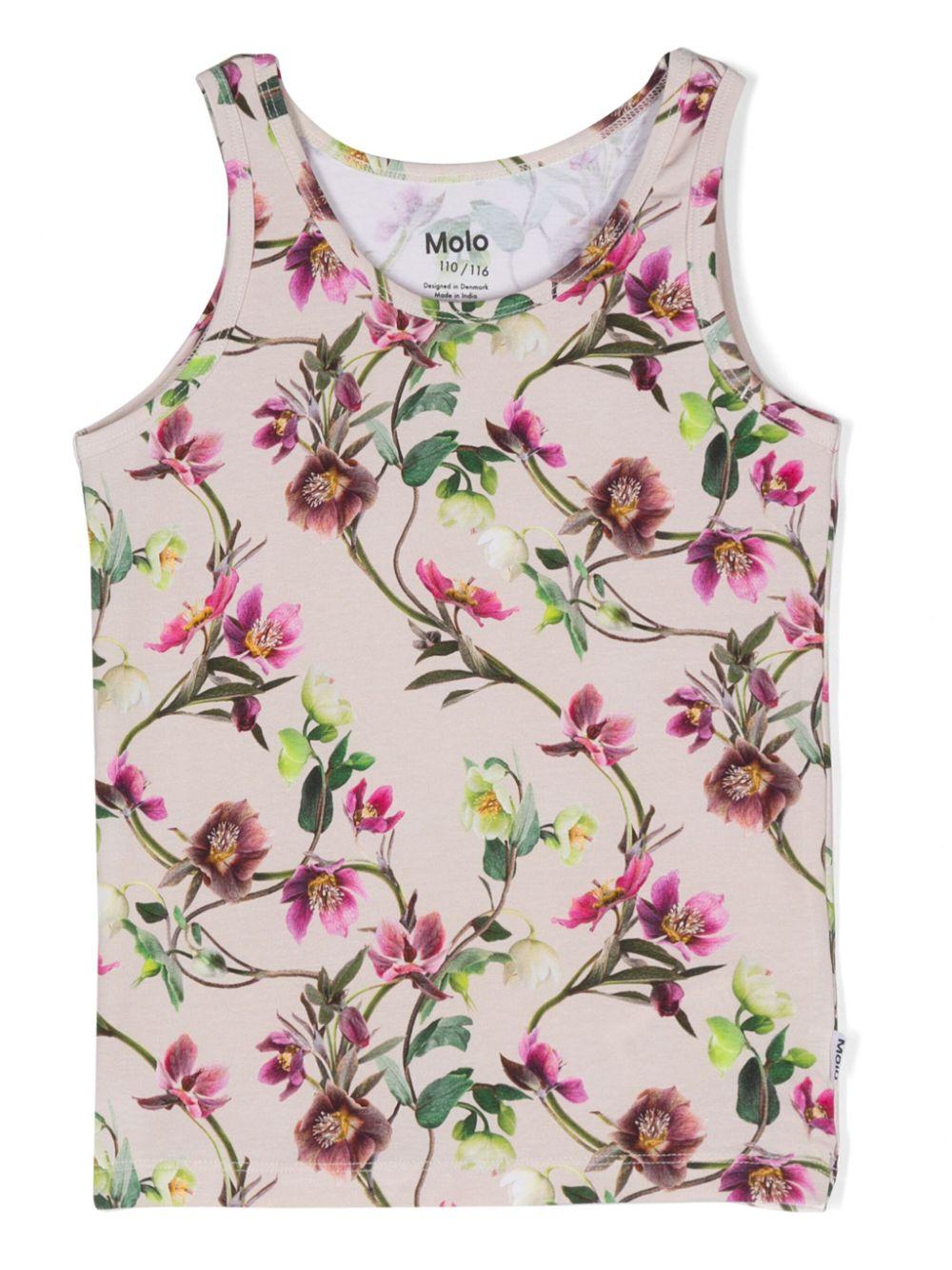 Canottiere per bambina Molo rosa e beige con stampa floreale (set di due) 2W24Q801 9207 MOLO 