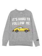 Maglione per bambino MC2 Saint Barth Kids grigio con scritta ricamata sul davanti "It's hard to follow me" DOU0001 02137I MC2 ST. BARTH KIDS 