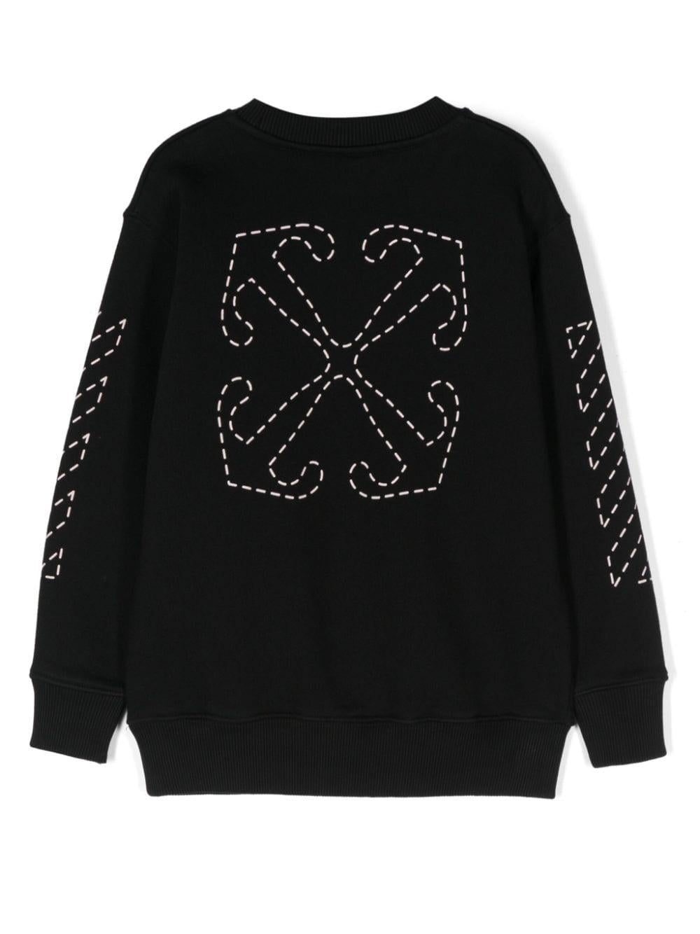 Felpa Arrow per bambina Off-White Kids nero con maniche lunghe OGBA001F24FLE001 103C OFF WHITE KIDS 