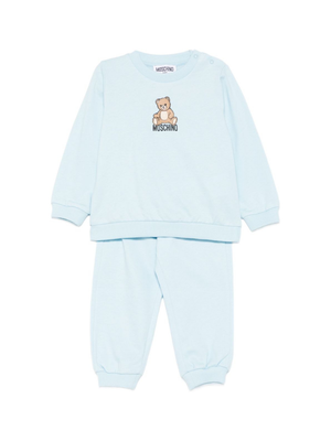 Moschino Kids baby boy's light blue tracksuit with Teddy Bear print