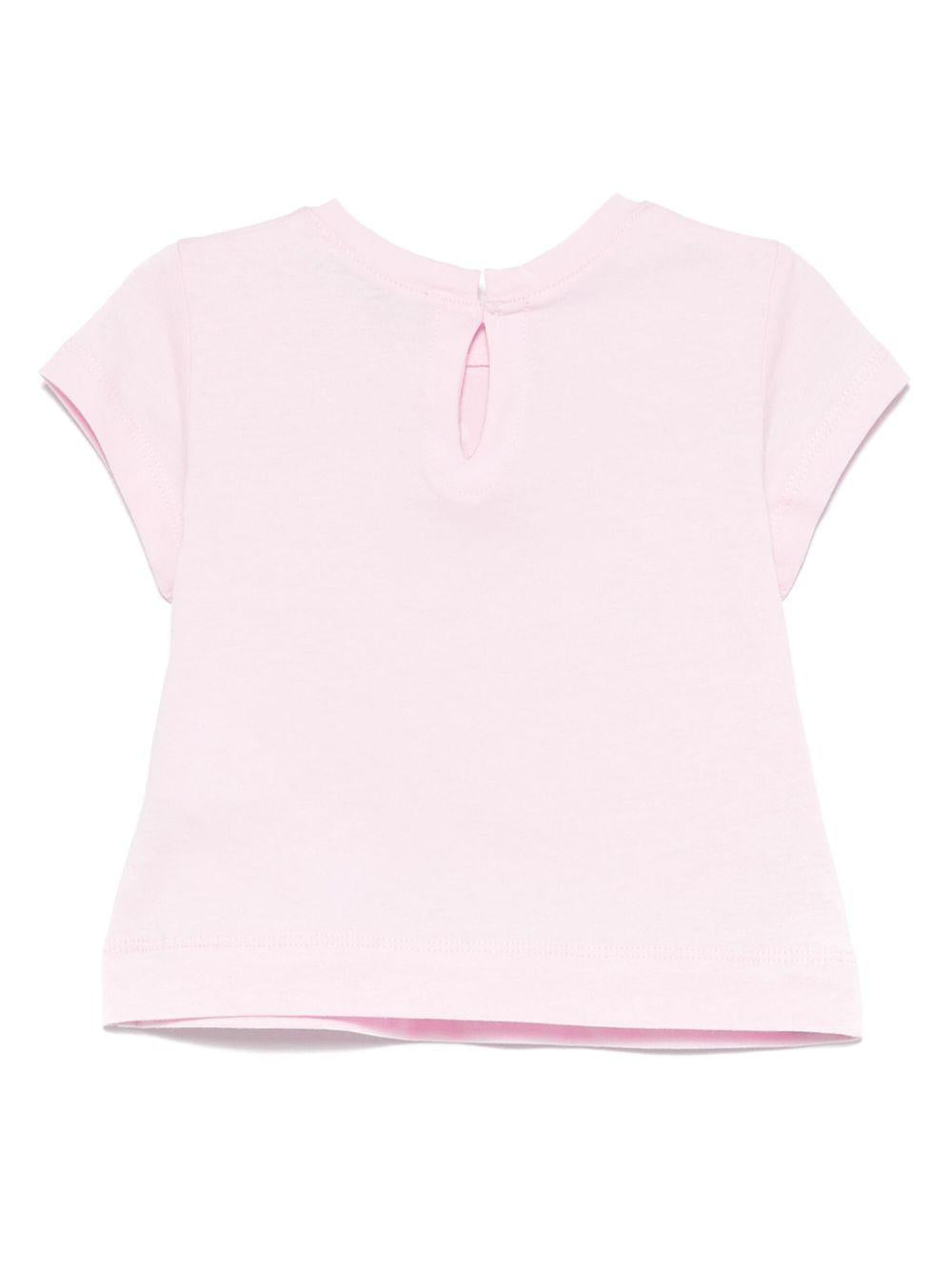 T-shirt per neonata Monnalisa rosa in jersey con stampa bouquet 39E612 5002 0090 MONNALISA 