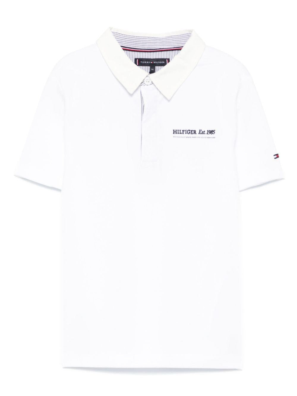 Polo con ricamo per bambino Tommy Hilfiger Junior bianco con spacchi laterali KB0KB09332 YBR TOMMY HILFIGER JUNIOR 