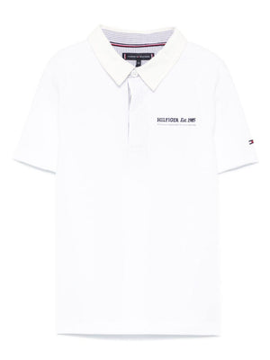 Polo con ricamo per bambino Tommy Hilfiger Junior bianco con spacchi laterali