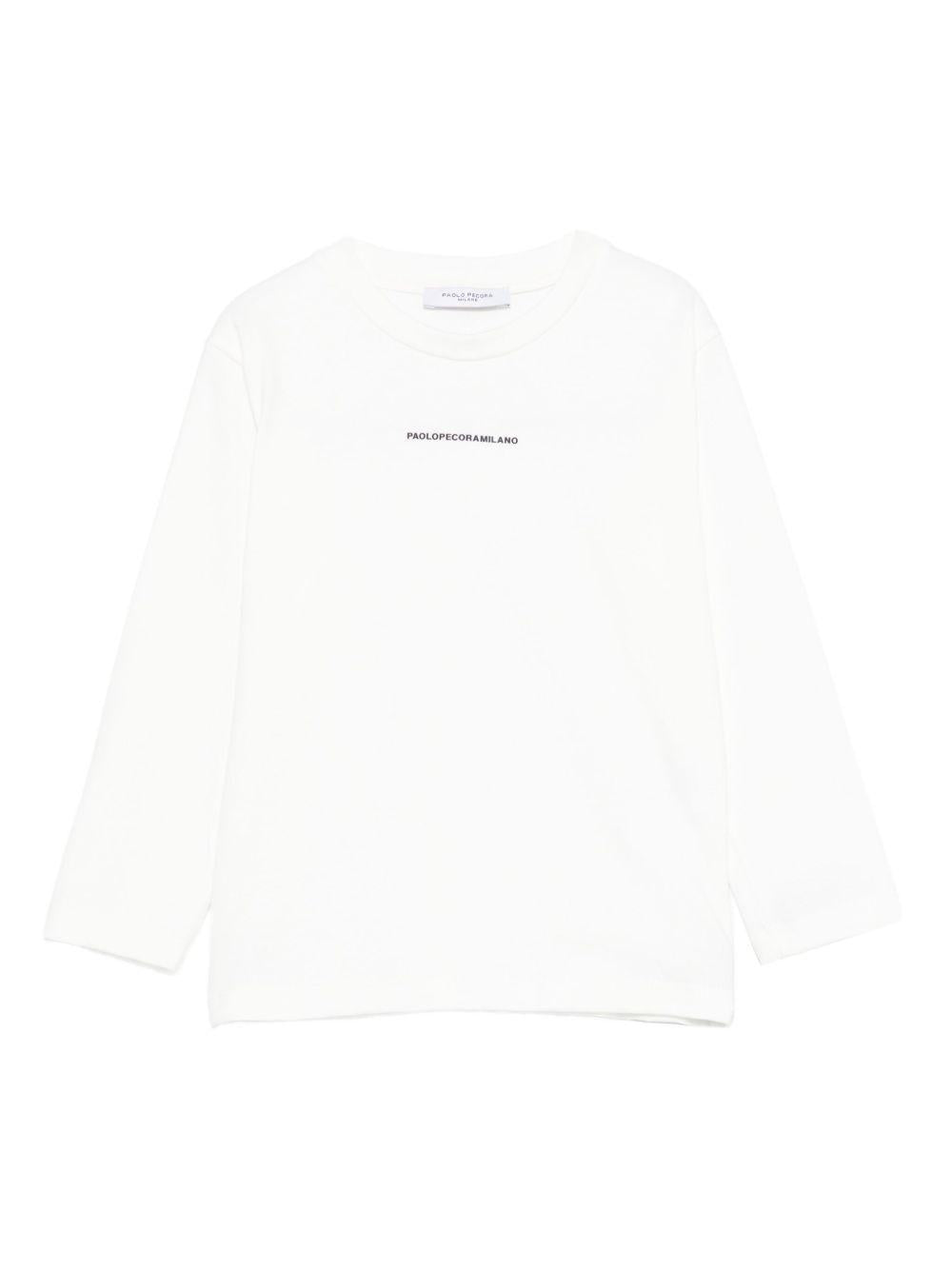 T-shirt per bambino Paolo Pecora Kids bianca con stampa logo sul davanti PP4157 GE-BL PAOLO PECORA KIDS 