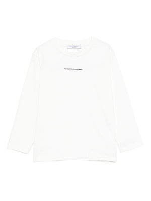 T-shirt per bambino Paolo Pecora Kids bianca con stampa logo sul davanti