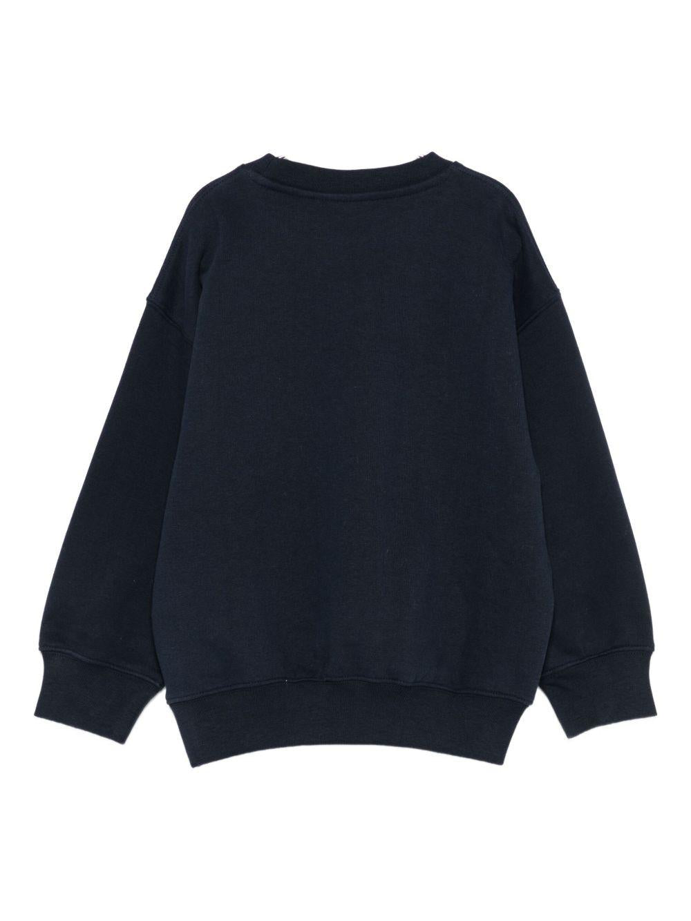 Felpa per bambino Molo blu con stampa faccina 6W25J214 9739 MOLO 