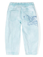 Jeans con motivo cavaliere equestre per bambina Burberry Kids azzurro con vita elasticizzata sul retro 8092401 A3326 BURBERRY KIDS 
