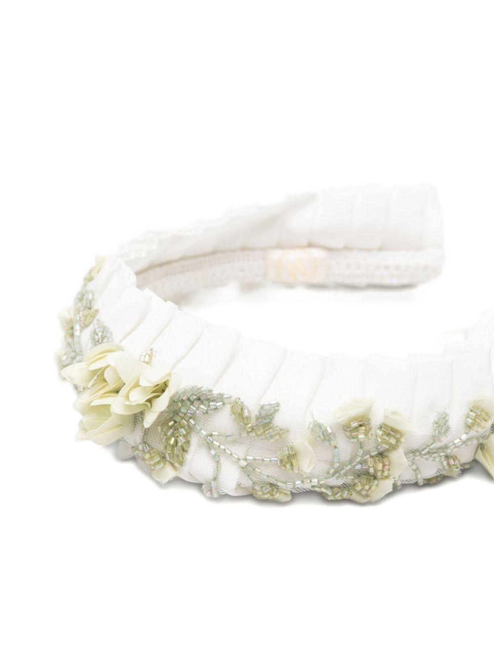 Cerchietto per bambina Maison Ava bianco con decorazioni floreali MA FW25 HB02 OFF WHITE MAISON AVA 