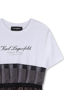 Abito per bambina Karl Lagerfeld Kids bianco e nero con gonna a strati Z31140 N54 KARL LAGERFELD KIDS 