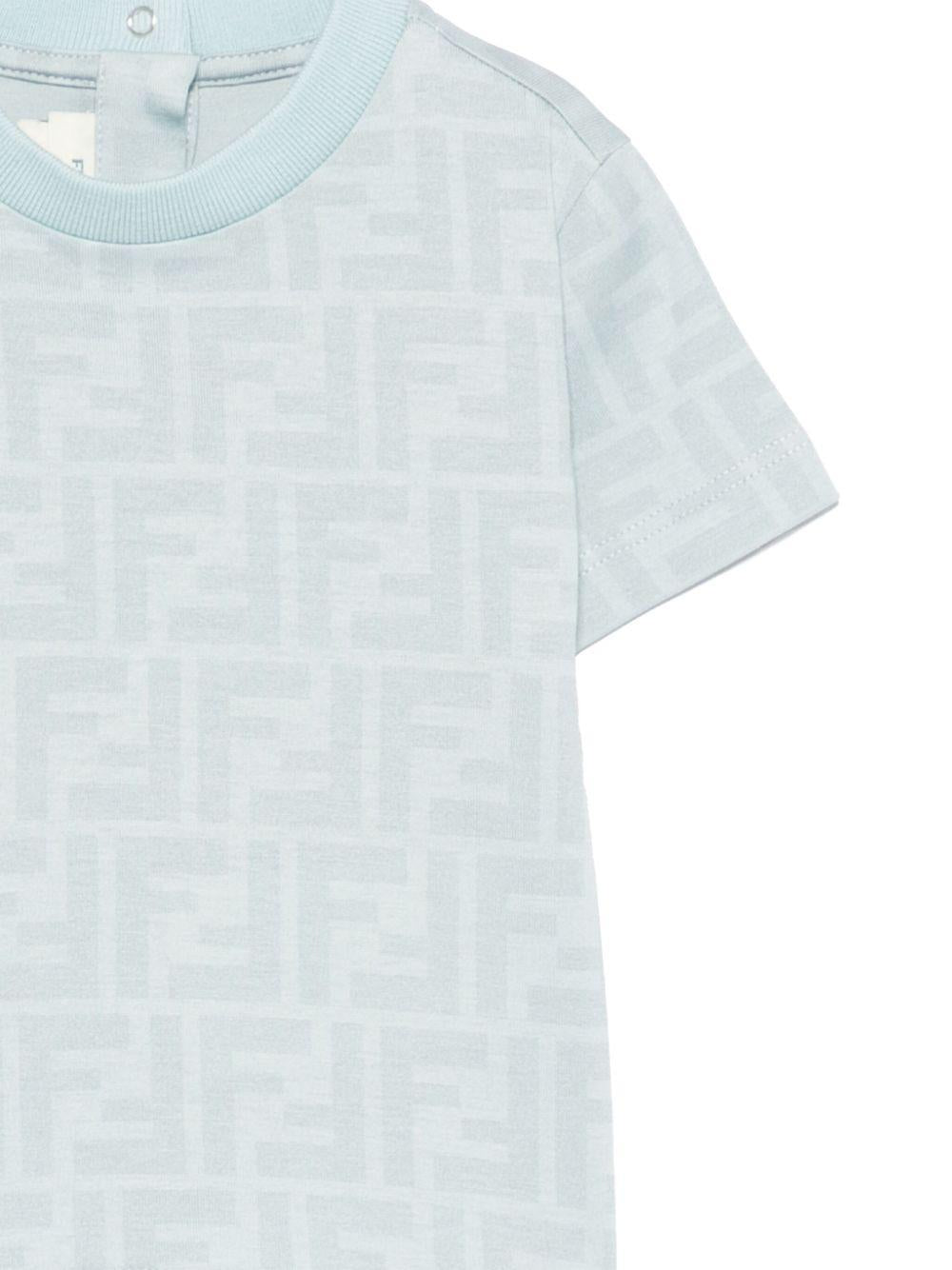 T-shirt per neonato Fendi Kids azzurro con stampa FF BUI097 ATRV F1EPR FENDI KIDS 