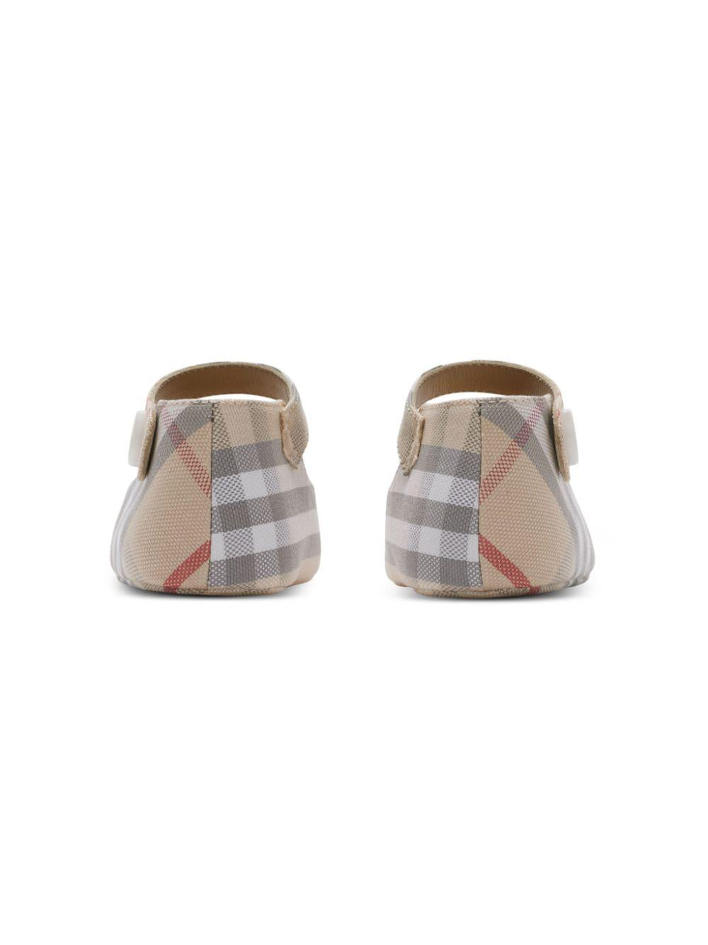 Ballerine primi passi per neonata Burberry Kids Mary Jane beige con motivo a quadri 8090482 A2205 BURBERRY KIDS 