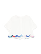 T-shirt per bambina Emilio Pucci Junior bianco con logo sulla manica e orlo a smerlo PW5A01 K0222 101 EMILIO PUCCI JUNIOR 