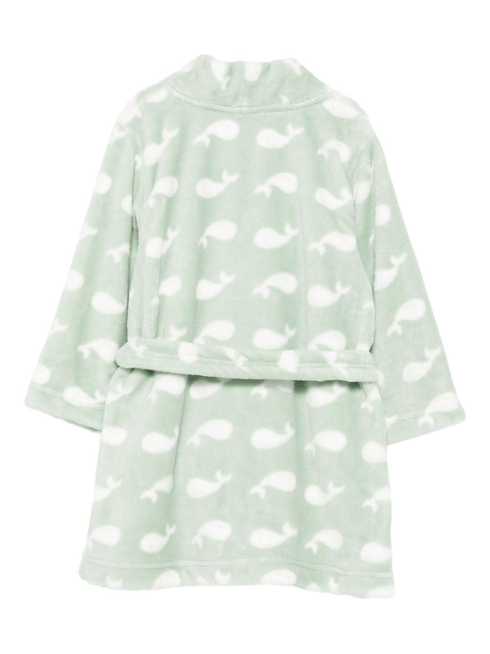 Accappatoio per bambina Petit Bateau verde con motivo a balene A0DS6 01 PETIT BATEAU 