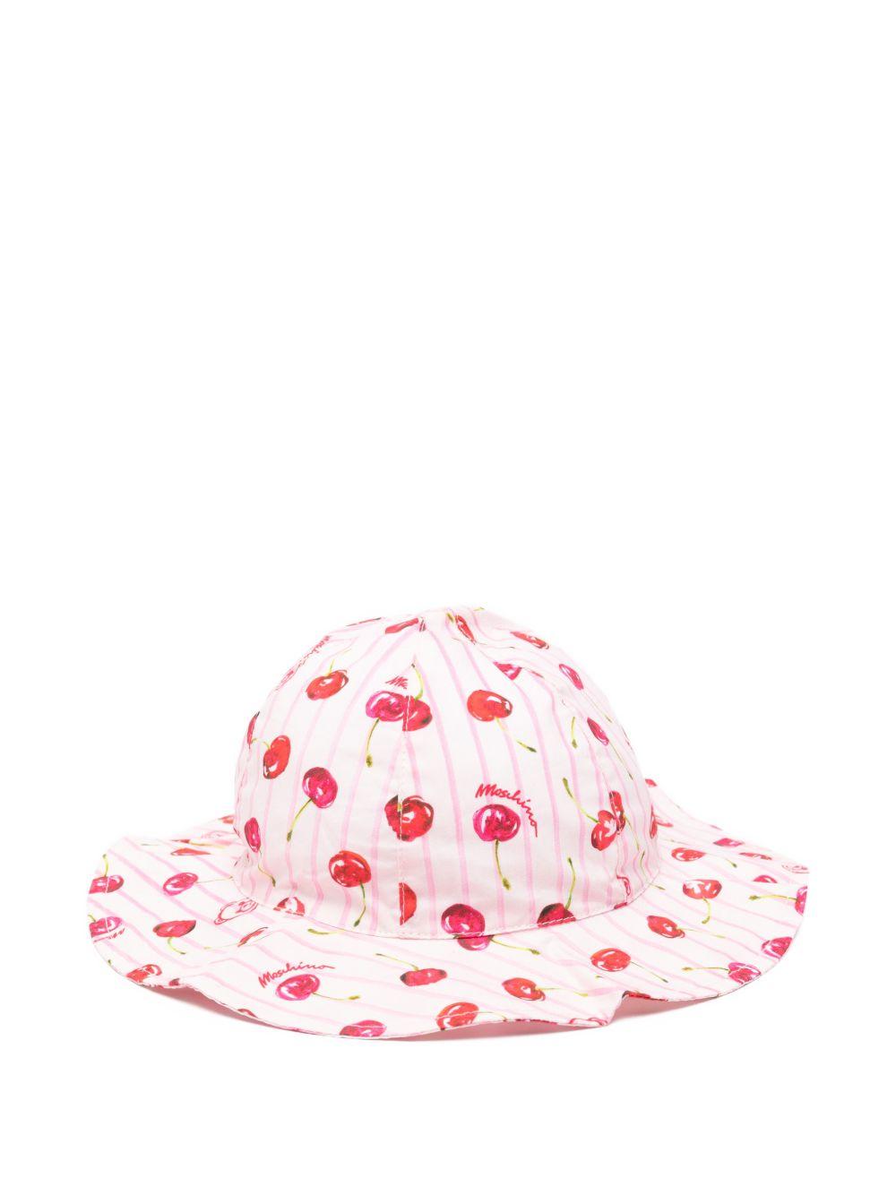 Cappello per neonata Moschino Kids bianco con stampa ciliegie all-over MDX028LLB66 83658 MOSCHINO KIDS 