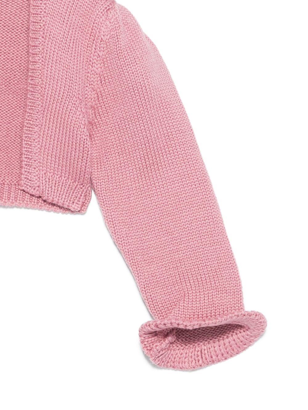 Cardigan per neonata La Stupenderia rosa con polsini arricciati 1WCSP62 813 LA STUPENDERIA 