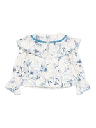 Camicia per neonata A'lapage azzurra con stampa floreale AL27BNB NAVY A'LAPAGE 