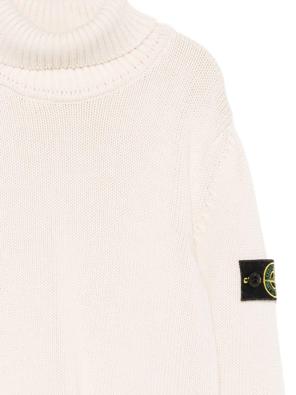 Maglione per bambino Stone Island Junior bianco con collo alto K2S165100018S01A2 V0099 STONE ISLAND JUNIOR 