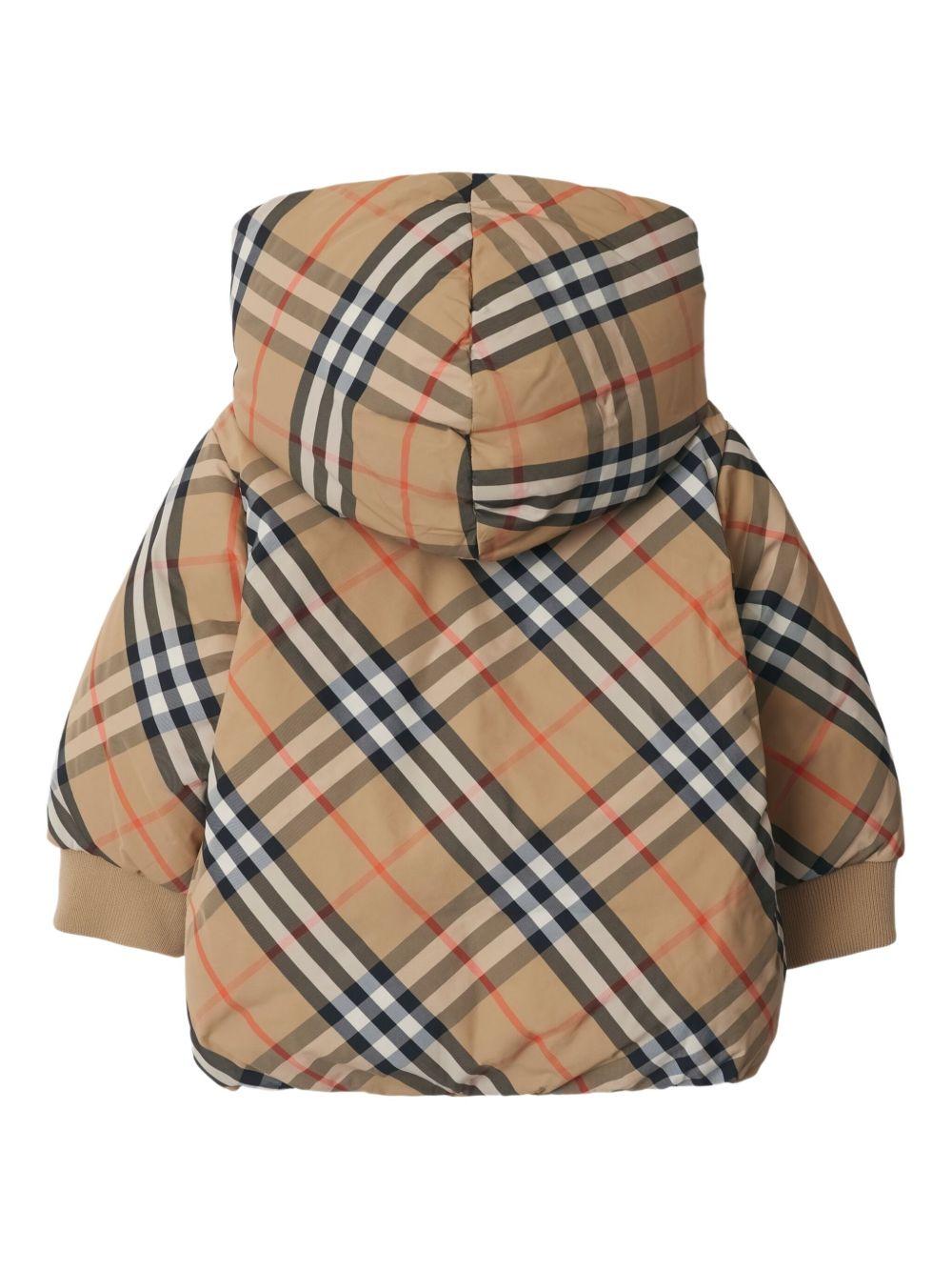 Piumino reversibile per neonato Burberry Kids marrone a quadri 8112753 B9368 BURBERRY KIDS 