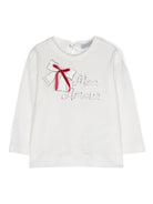 T-shirt con logo per neonata Monnalisa bianca con maniche lunghe 39D620 4003 0001 MONNALISA 
