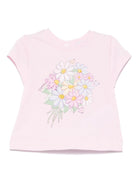 T-shirt per neonata Monnalisa rosa in jersey con stampa bouquet 39E612 5002 0090 MONNALISA 