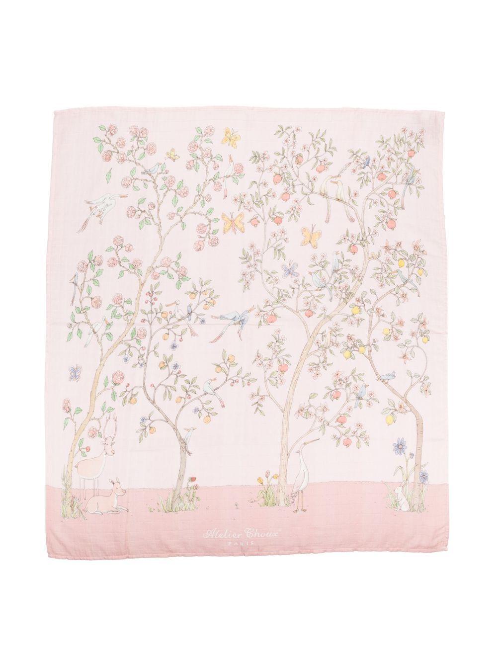 Coperta Bloom per neonata Atelier Choux rosa con stampa all-over CA-CQ-IBP I-U ATELIER CHOUX PARIS 