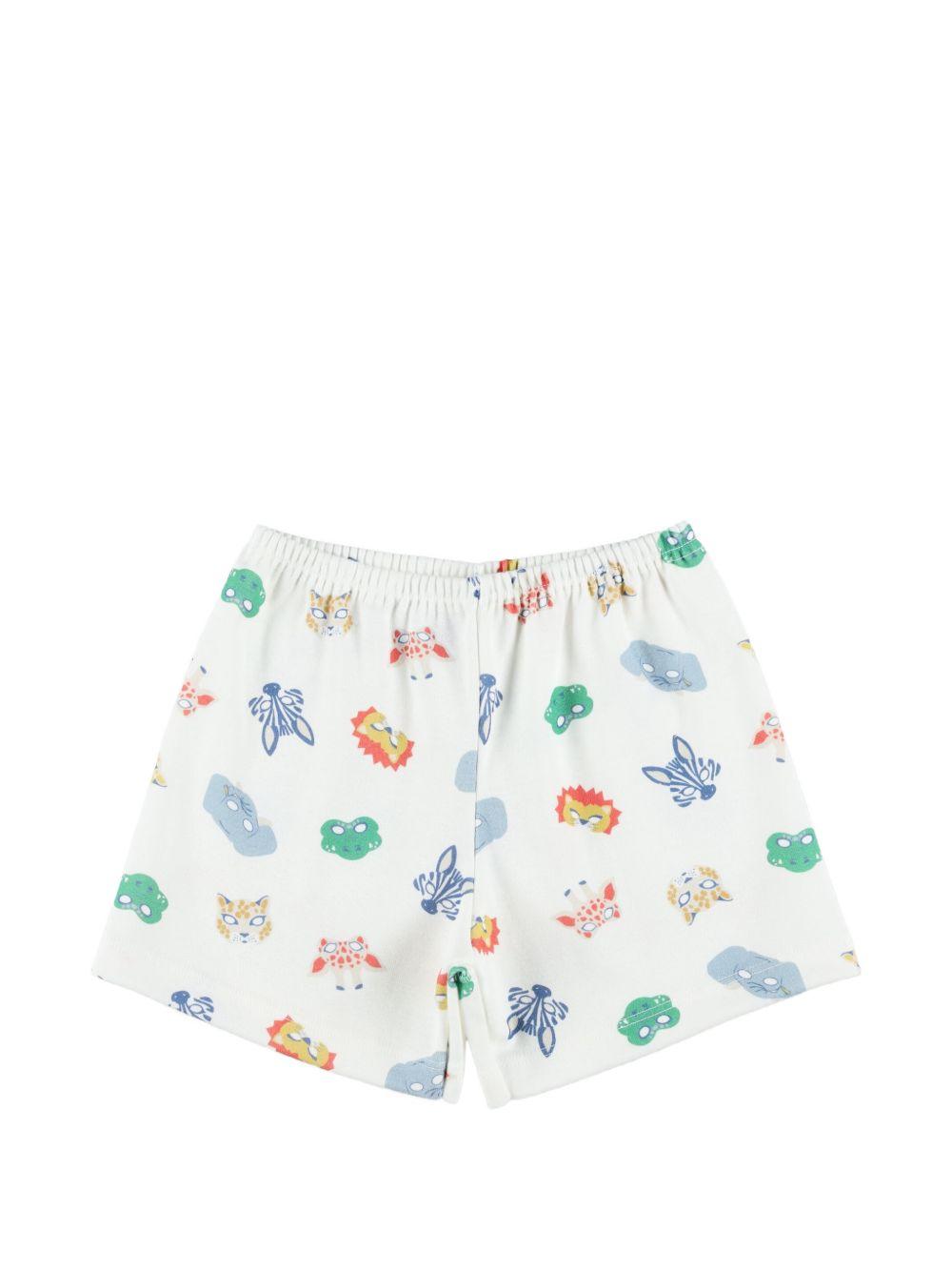 Set di tre pezzi pigiama per bambino Petit Bateau bianco con stampa animali A0F6P 01 PETIT BATEAU 