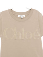 T-shirt per bambina Chloé Kids beige con logo sul davanti C20652 63A CHLOE' KIDS 