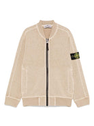 Felpa per bambino Stone Island Junior beige con applicazione Compass K1S166100004S0060 V019A STONE ISLAND JUNIOR 
