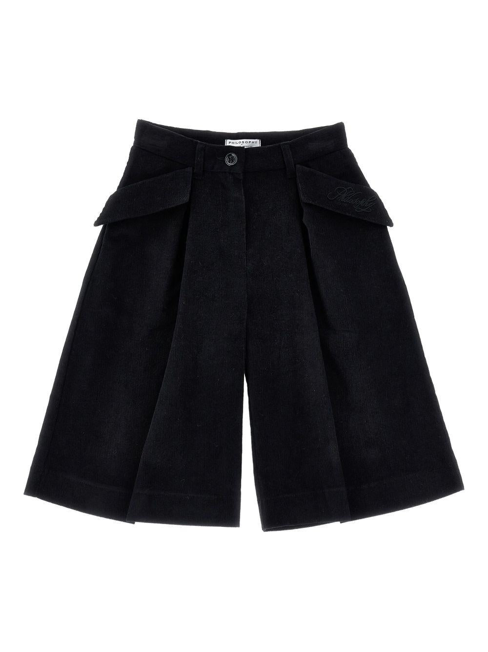 Shorts per bambina Philosophy Di Lorenzo Serafini Kids nero con tasche laterali con patta I1F406 6851 P006 PHILOSOPHY 