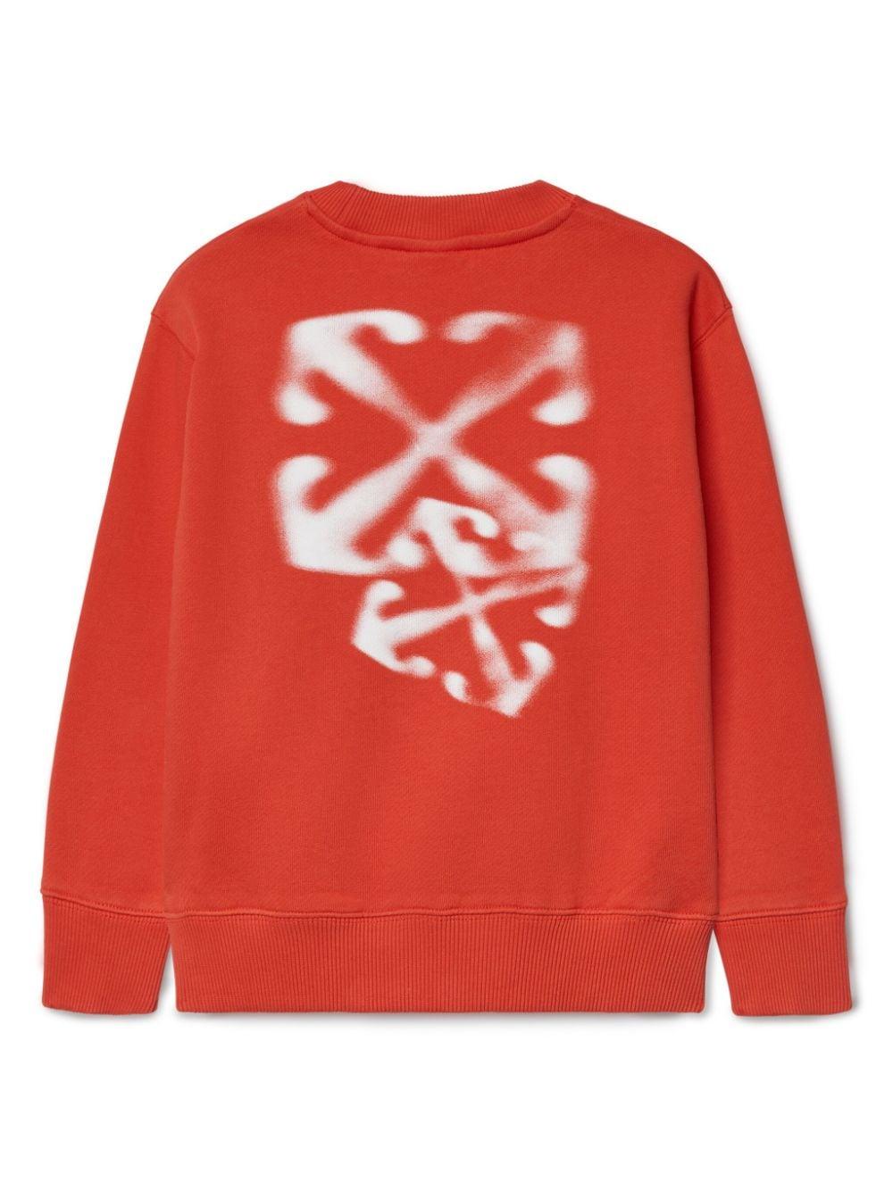 Felpa in cotone sbiadito Arrow per bambino Off-White Kids rosso con spalle scese OBBA001F24FLE003 2501 OFF WHITE KIDS 