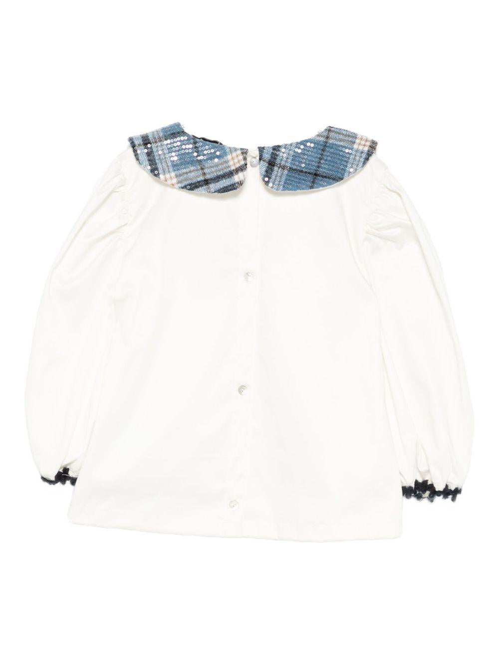 Camicia per bambina A'lapage bianca con colletto a motivo scozzese AL22 OFF WHITE A'LAPAGE 