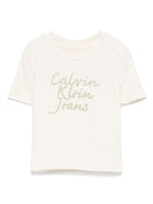 T-shirt con stampa per neonato Calvin Klein Kids beige con girocollo IN0IN00261 CKS CALVIN KLEIN KIDS 