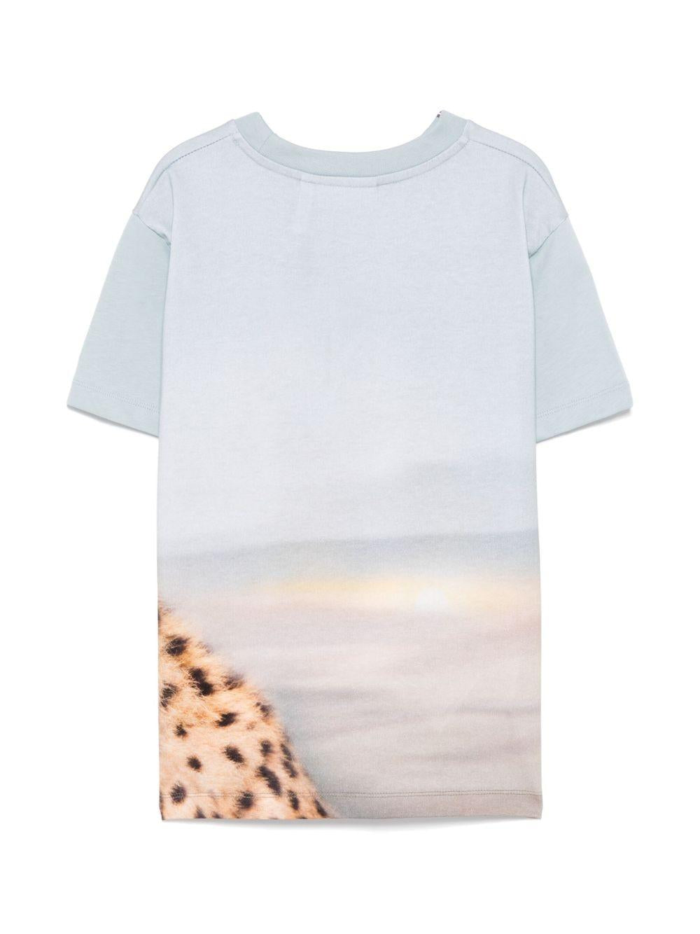 T-shirt per bambino Molo Rubin azzurro con stampa ghepardo 1S25A207 3820 MOLO 