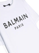 T-shirt per bambino Balmain Kids bianco con stampa logo sul petto BT8P41 Z0082 100NE BALMAIN KIDS 