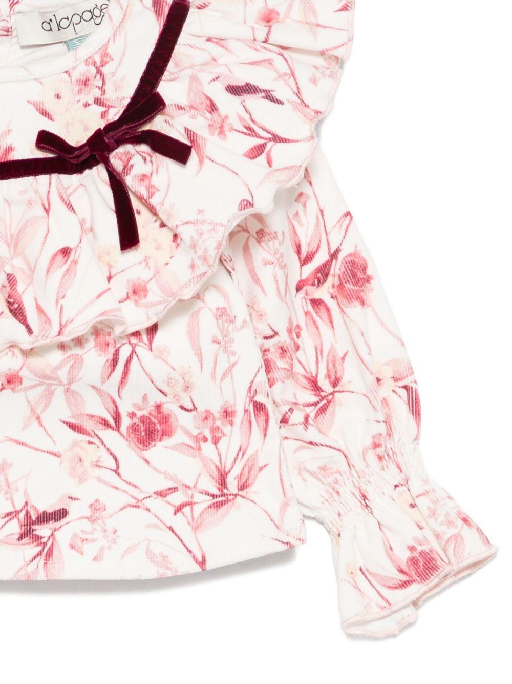 Camicia per neonata A'lapage rosa con stampa floreale AL27BNB AMARENA A'LAPAGE 