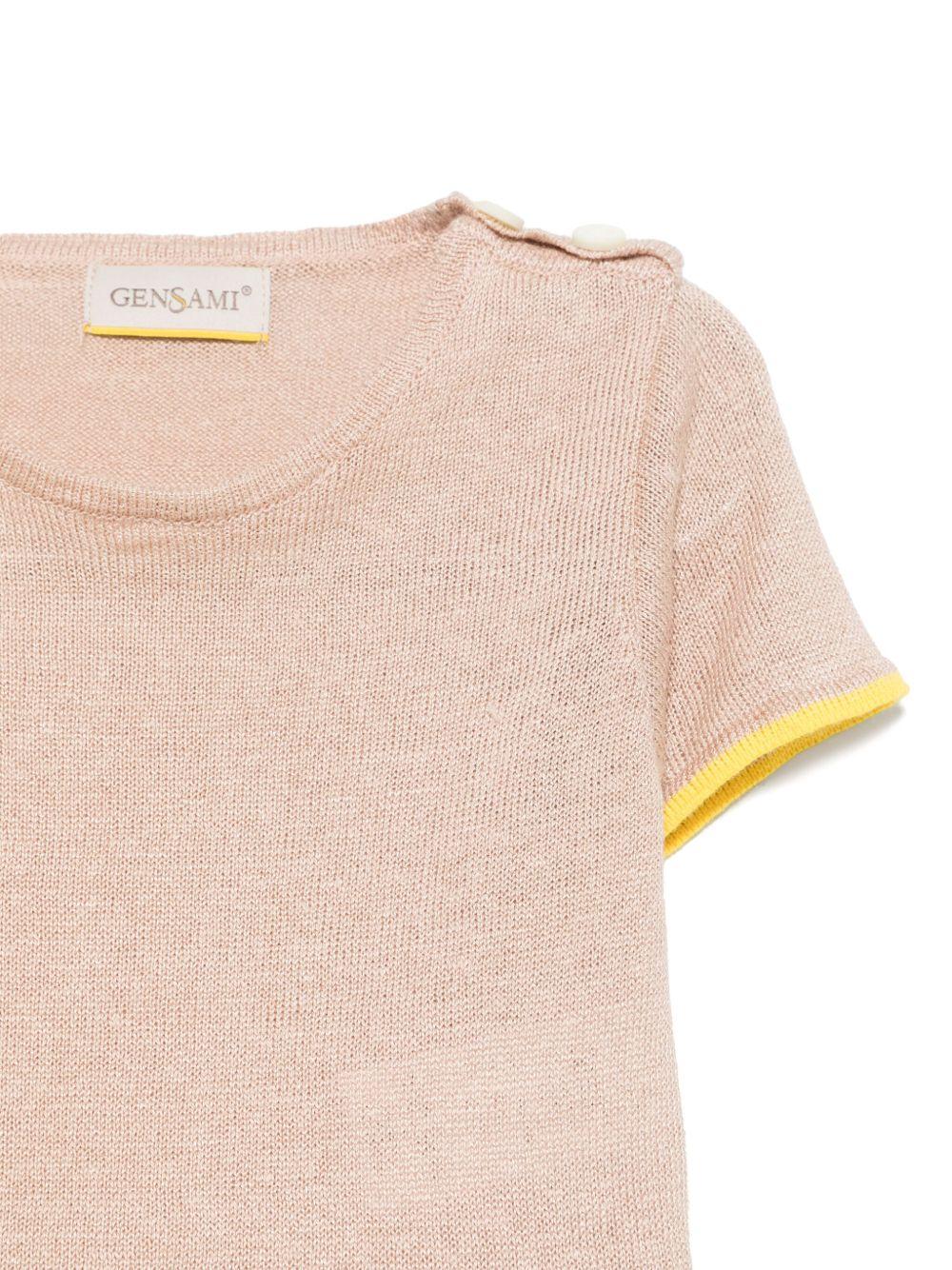T-shirt per neonata Gensami kids marrone chiaro in maglia GIR01-B-SOFT GOLD BEIGE GENSAMI 