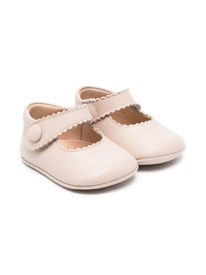Eli1957 beige first steps shoes for newborns with leather insole and logo