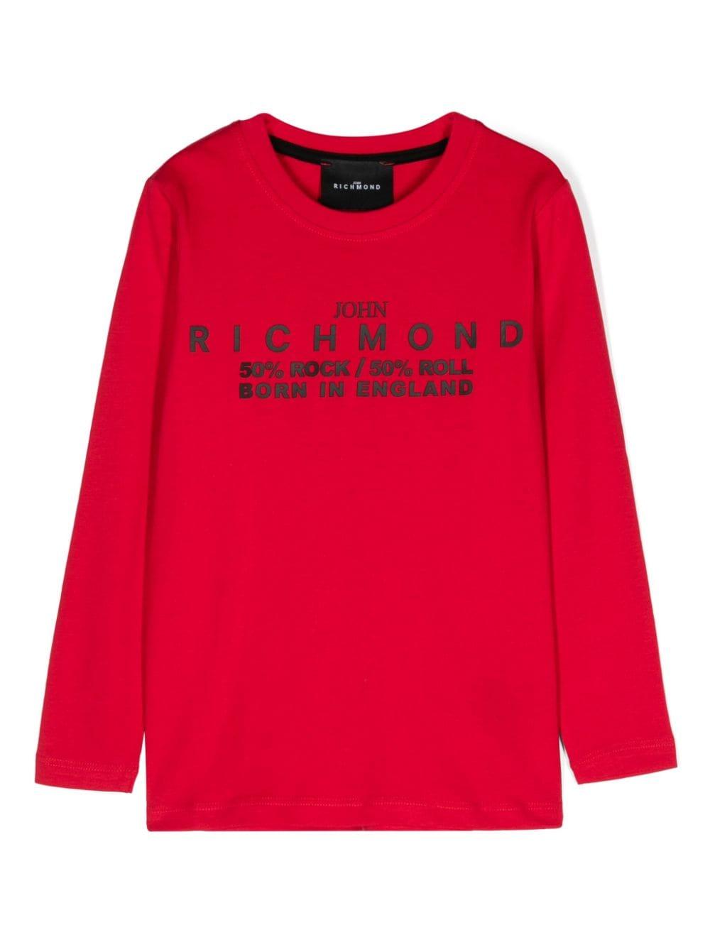 T-shirt con applicazione per bambino John Richmond Junior rosso con girocollo RBA24043TS RED JOHN RICHMOND JUNIOR 