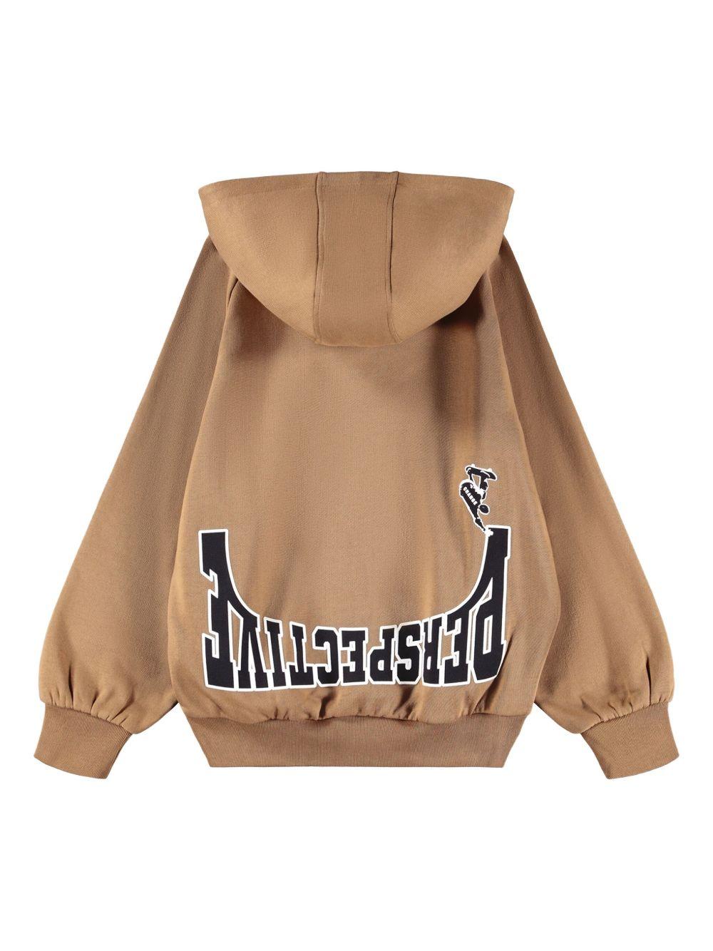 Felpa per bambino Molo marrone con stampa e cappuccio 1W25J304 5519 MOLO 
